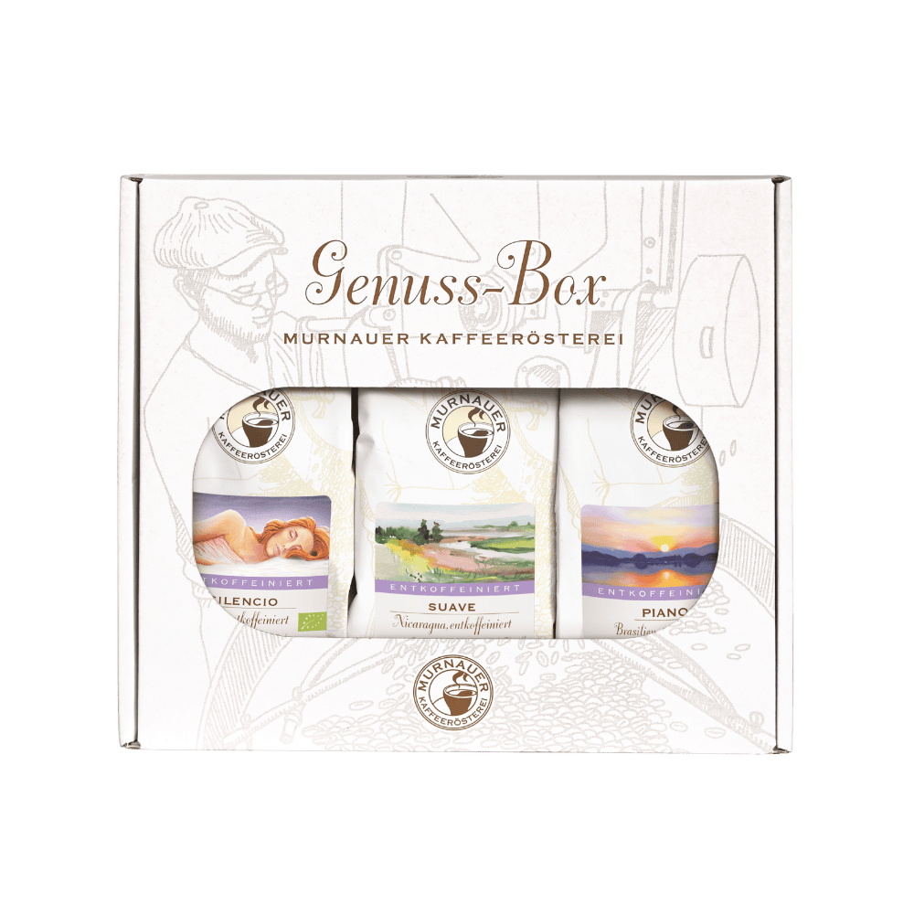 Genuss-Box - Entkoffeiniert 1 Genuss-Box Entkoffeiniert - Kompromissloser DeCaf Kaffeegenuss